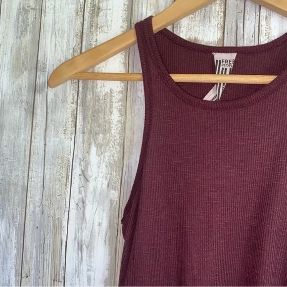 Free People Maroon Ribbed Knit Tank - Picture 2 of 3